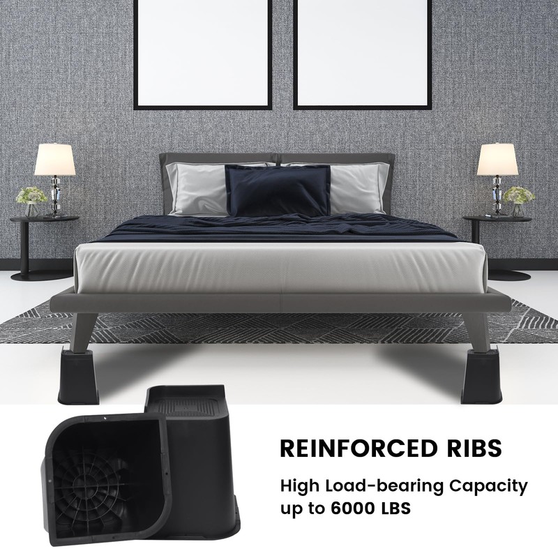 MYMULIKE Bed Risers 8 inch, Oversized Furniture Risers, Support Up