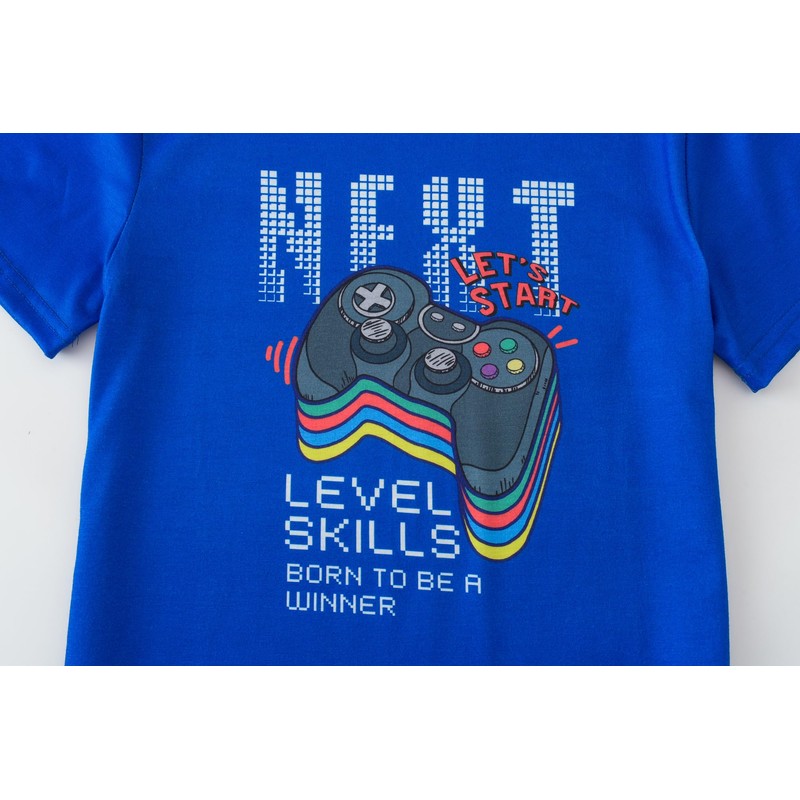 UNICABBIT21 Pajamas for Boys Cute Blue Gamer Short Sleeve and