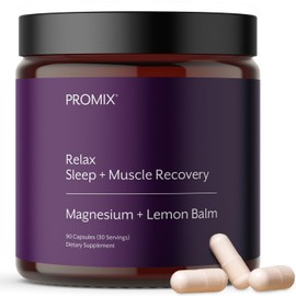 Promix Nutrition Relax | Sleep + Muscle Recovery | Magnesium Bisglycinate Chelate + Organic Lemon Balm Extract - 90 Count Capsule