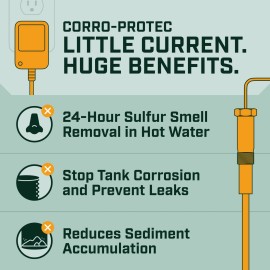 Corro-Protec Powered Anode for Water Heater, 20-Year Warranty + Eliminates Smell - 10-39 Gallons