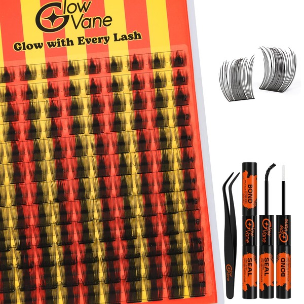 Glowvane Cluster-Lashes Kit 10-18mm, Volume Lashes Individual Cluster D Curl