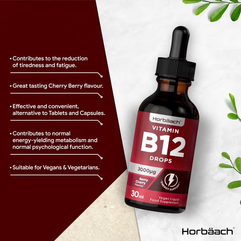 Horbäach Vitamin B12 Drops High Strength 3000mcg | 30ml |
