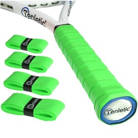 Tenletic GlowTack Racket Overgrip Tape – Neon Green – 4-Pack – 0.60 mm Thickness – for Tennis, Squash, Badminton, Padel and Other Racquet Sports