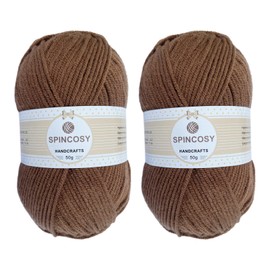 2 Pcs Crochet Yarn, Feels Soft 280 Yards Assorted Colors 4ply Acrylic Yarn,Yarn for Crochet & Hand Knitting (Coffee)