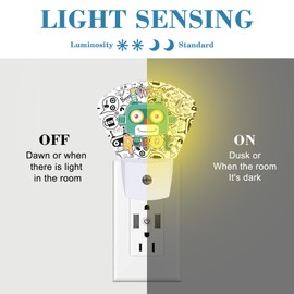 Uiaoiais Funny Cartoon Robot Night Light for Kids, Robot LED Night Light Plug into Wall with Dusk to Dawn Sensor for Girls Boys Women Men Bedroom, Hallway, Kitchen, Bathroom, Stairs Decor