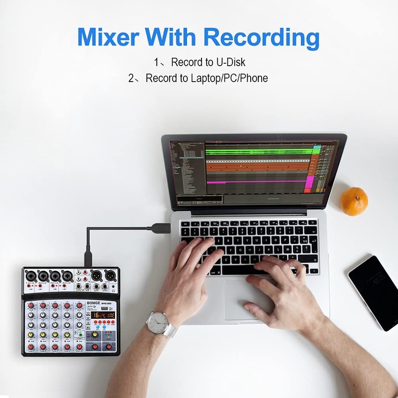 BOMGE 6 Channel Audio Sound Mixer - Professional Digital DJ