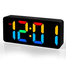 Catrne Small Digital Alarm Clock for Bederoom, Large Big Numbers Display with Brightness Dimmer,Dual Alarm, Snooze,12/24Hr,Adjustable Volume Loud Bedside Alarm Clock for Kids Teens Boys Girls (Black)