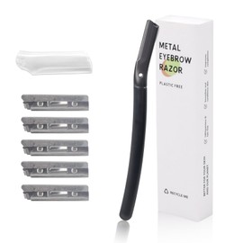 Eyebrow Razor, Eyebrow Razor for Men and Women, Stainless Steel Eyebrow Trimmer, Dermaplaning Tool, Reusable Face Razor with 6 Blades, Face Razor Woman (Black)