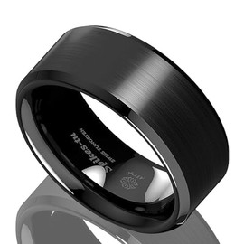 ATOP 8mm Classic Black Brushed Tungsten Carbide Ring For Mens Wedding Band Comfort Fit Bridal Engagement Ring (7.5)