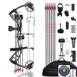 Lanneret Compound Bow and Archery Sets - Right Hand Archery Compound Bows 30-70 lbs Draw Weight Adjustable for Youth，Adults and Beginners，Hunting Bow Kit for Beginner.Black Camouflage