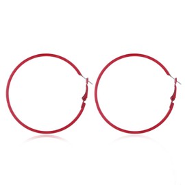 70s 80s Round Circle Earrings Fluorescence Hoop Earrings Colorful Retro Neon Big Round Earrings for Women Jewelry Gifts-red