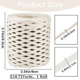 CRASPIRE 218 Yards Raffia Paper Ribbon for Wrapping Ribbon Cream Color Packing Ribbon Raffia Twine String Packing Paper Twine for Christmas Wrapping DIY Craft