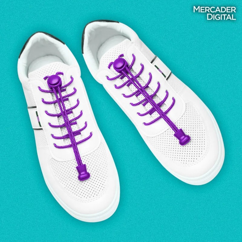 Par Agujetas Elásticas Ajustables Cordones Sin Nudo Tenis