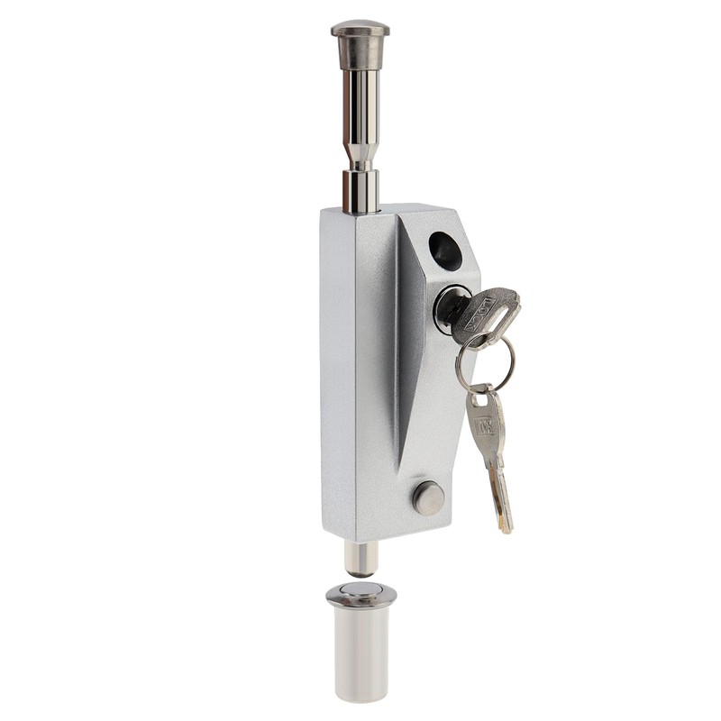 Sliding Patio Door Lock with 2 Keys,Keyed with Bolt Lock,Silver