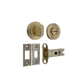 Infinity Decor Matt Antique Thumb Turn and Release with 3” Tubular Deadbolt Bathroom Door Lock Kit – Ideal for Internal Wooden Bedroom Toilet Doors