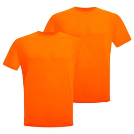 ProtectX High Visibility Orange Short Shirts, 2 Pack Quick-Dry Reflective T-Shirts for Men & Women, Hi Vis Sun Protection Shirts for Workout Hiking, 2X-Large