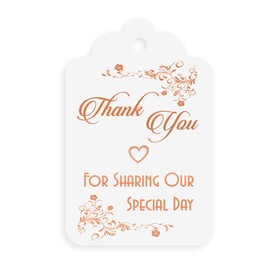 Thank You Tags Rose Gold Foil, 50-Pack, Thanks for Sharing Our Special Day Rose