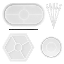 Molde de Resina de Bandeja de 3 Piezas, Molde de Placa de artesanía Ovalada de Silicona, Molde de Posavasos de fundición epoxi para joyería, Fabricante de bandejas de terrazo Jesmonite