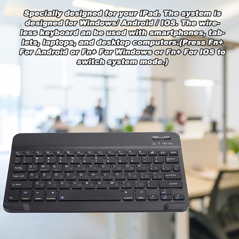 Russian 10.1" Slim Ultra Wide Wireless 80‑key Keyboard Bluetooth 3.0