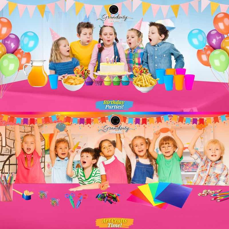 Hot Pink 6 Pack Premium Disposable Plastic Tablecloth 54 Inch.