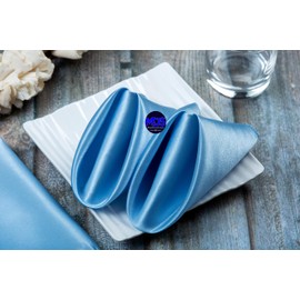 MDS Pack of 50 Wedding Satin 20" X 20" Heavy Duty Table Linen Napkin or Handkerchief Dinner Napkins for Wedding Banquet,Home Parties Decoration - Baby Blue