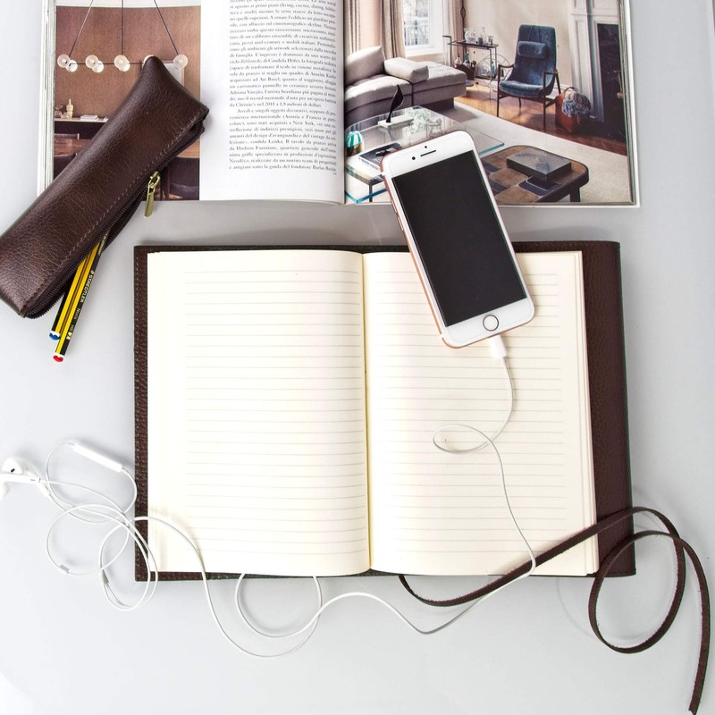 Tivoli Large Recycled Leather Journal / Notebook, Handmade Classic Italian