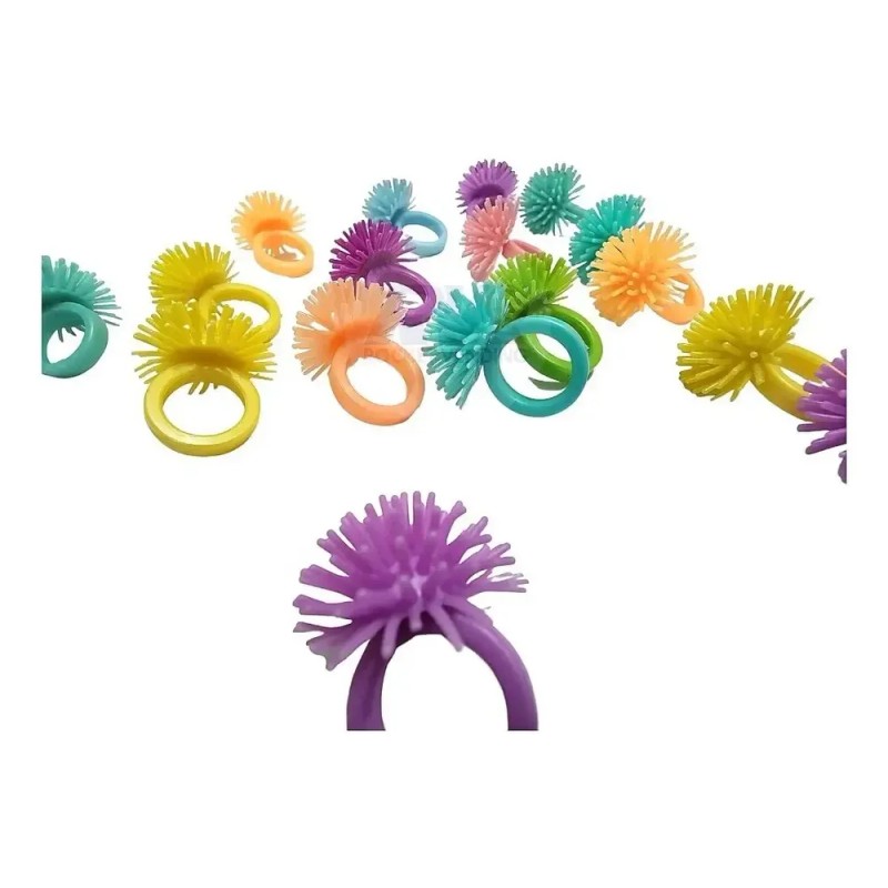 100 Anillos Erizo Juguete Niña Suelto 3cm Multicolor