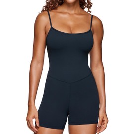 CRZ YOGA Butterluxe Monos Pantalones Cortos Deportivos Bodysuit de Una Pieza para Mujer con Tirantes Ajustables para Entrenamiento True Navy Chico