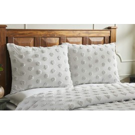 Better Trends Gray Full/Queen Comforter Set - Delicate Polka Dot Bedding Set, Luxurious Soft Plush, Pre-Washed 100% Cotton Comforter, Machine Washable- Athenia Collection