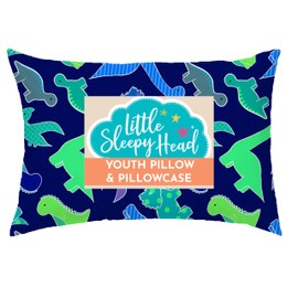 Youth Pillow with Pillowcase 16x22, Soft Jumbo Toddler Pillow, Kids Pillow & Hypoallergenic Pillow Case - Best Kids Pillows for Sleeping, Perfect Kids Travel Pillow (Dinosaurs Blue)