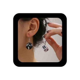 Enautoabs Punk 3D Dice Dangle Drop Earrings Resin White Black Dice Earrings Geometric Cube Casino Earring Party Jewelry for Women