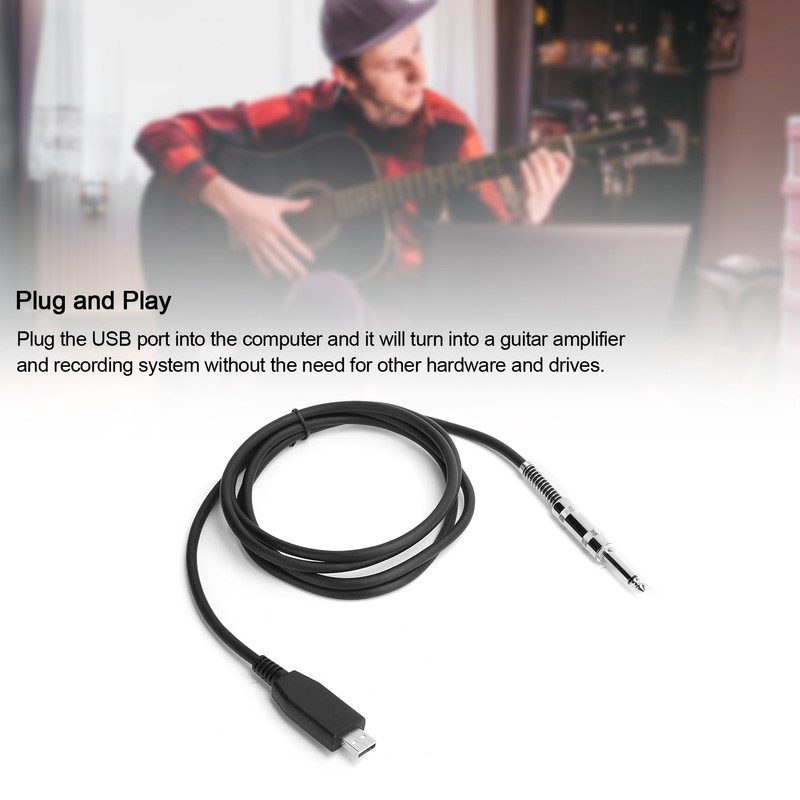 USB Guitar Cable USB Male to 6.35mm Mono Jack Connector