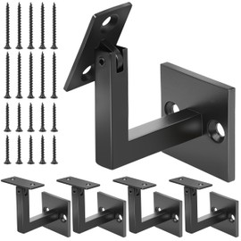 5 x 304 Stainless Adjustable Swivel Handrail Brackets , Matt Black Contemporary Square Stair Brackets for Indoor or Outdoor Staircase