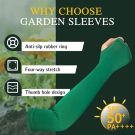 MIG4U 2 Pairs Arm Sleeves, Farmers Gardening Sleeves for Women and Men, Cooling UV Sun Protection Sleeve with Thumb Hole, Green, M