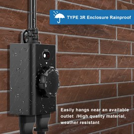 New One Outdoor Light Sensor Timer Plug Waterproof Dusk to Dawn Timer 2 Grounded Outlets Weatherproof Plug-in Switch for Holiday Decorations Christmas Lights and Outdoor Lighting, ETL FCC Certified