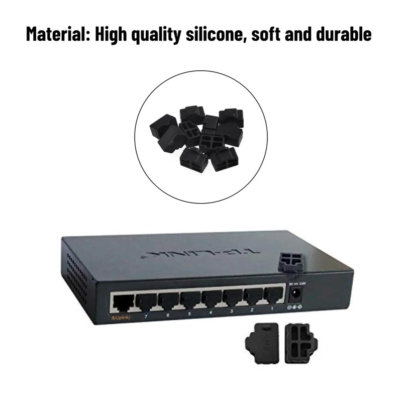 FirSea 10Pcs Ethernet Dust Cover, RJ45 Anti-Dust Silicone Plugs Protector