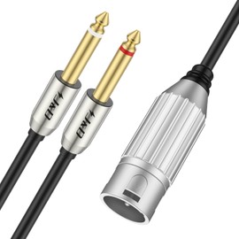 J&D Dual 1/4" to XLR, XLR Male to Dual 6.35mm TS Mono Plug Microphone Cables, Gold-Plated Connector Stereo Microphone Audio Converter Cables and XLR Y Splitter Cable, 2 Meter