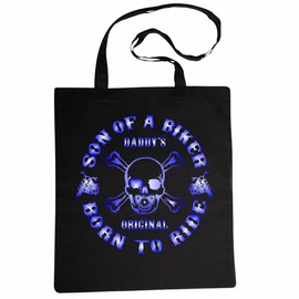 'Shoulder bag "Biker – Rocker – Gothic Vintage – Skull Ghost Chopper Custom Bike – Ghostwriter – Mc Biker Club Shopping Bag School Bag Gym Bag in Black