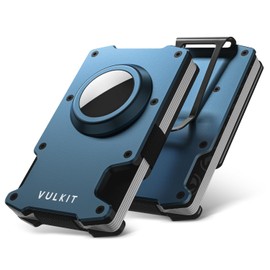 VULKIT Kreditkartenetui mit Geldklammer, schlankes Aluminium-Metall-Geldbörse mit Airtag-Halter, RFID-blockierendes Kartenetui, Geldbörse für Herren