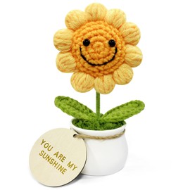 XIZIX Crochet Sunflower with Positive Wooden Affirmations, Emotional Support Knitted Sunflower, Positive Sunflower Crochet for Office Desk Car Dashboard Decor (You are My Sunshine)