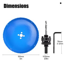 6-Inch Bi-Metal Hole Saw with Arbor for Metal, Wood & Plastic – 152mm Hole Cutter with Smooth Edge, Fast Chip Removal & Handy Kit for Various Projects