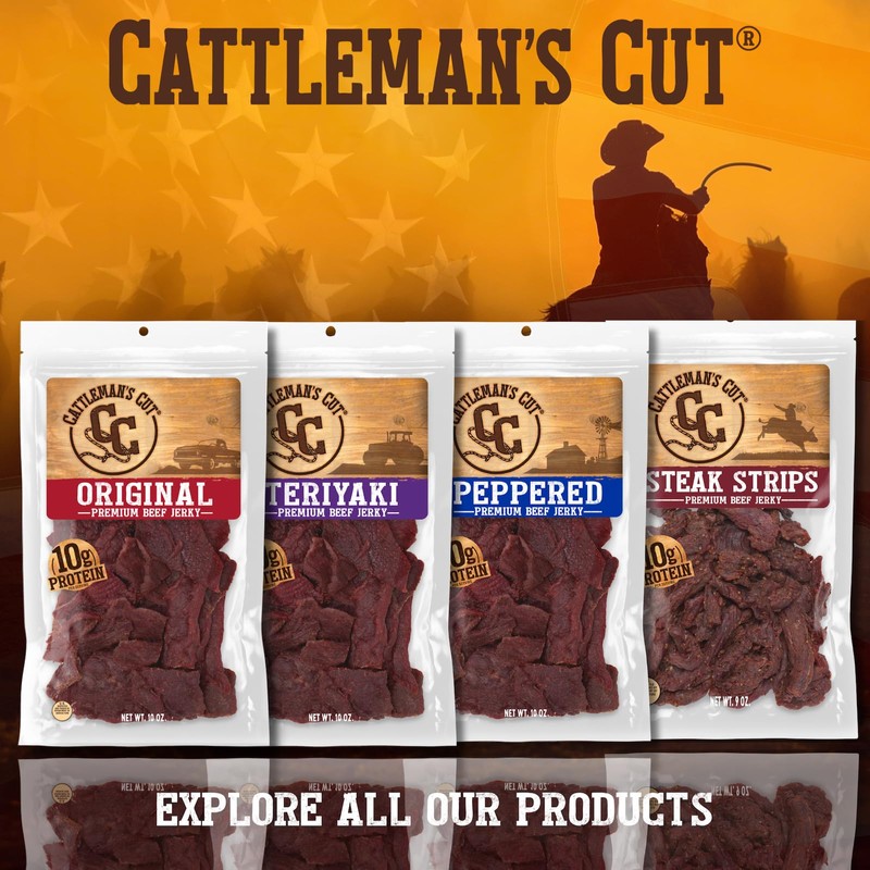 Cattleman's Cut Peppered Steakhouse Beef Jerky, 10 Ounce