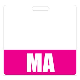 MA Badge Buddy (Pink) - Horizontal Heavy Duty Badge Tags for Medical Assistants - Double Sided Badge Identification Card