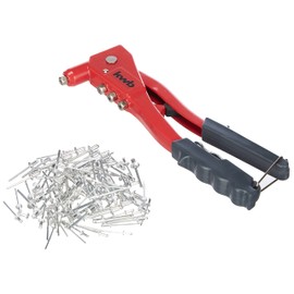 kwb 407190 Pop Rivet Pliers Set, Rivet Pliers Incl. 100 Aluminium Rivets, Heavy Duty Design With Grip Protection