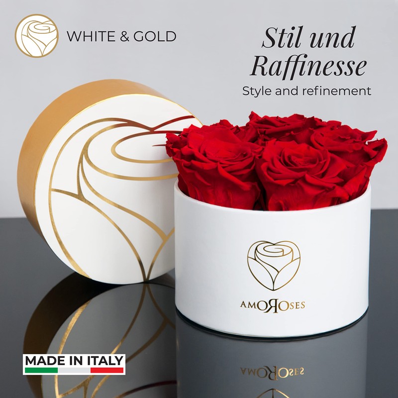 Amoroses Petite - Gift Box 5 Eternal Stabilised Roses -