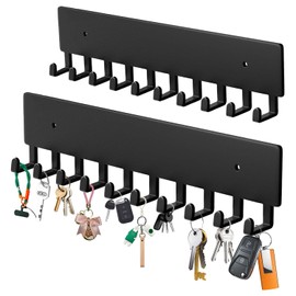 Hoomast Wall Mount Key Holder with 10 Hooks – Key Rack for Entryway, Hallway, Office, Kitchen – Screw Mounted, Durable Key Organizer 2 Pack