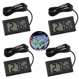 Digital Thermometer Temperature Monitor with External Probe - 4 Pack Black,for Fridge Freezer, Refrigerator, Aquarium, and Home Temperature Measurement