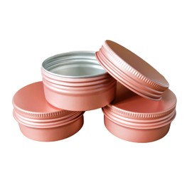 SHC Web 3 x 50ml Rose Gold Tin with Screw On Lid - Medication/Herbs/Cream/Wax/Balm - Cosmetic Container - Pink Aluminium Metal Jar 50g