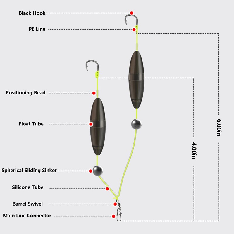 AMHDV Anti-Bottom Double Hooks, Pre Tied Fishing Hook with Floats
