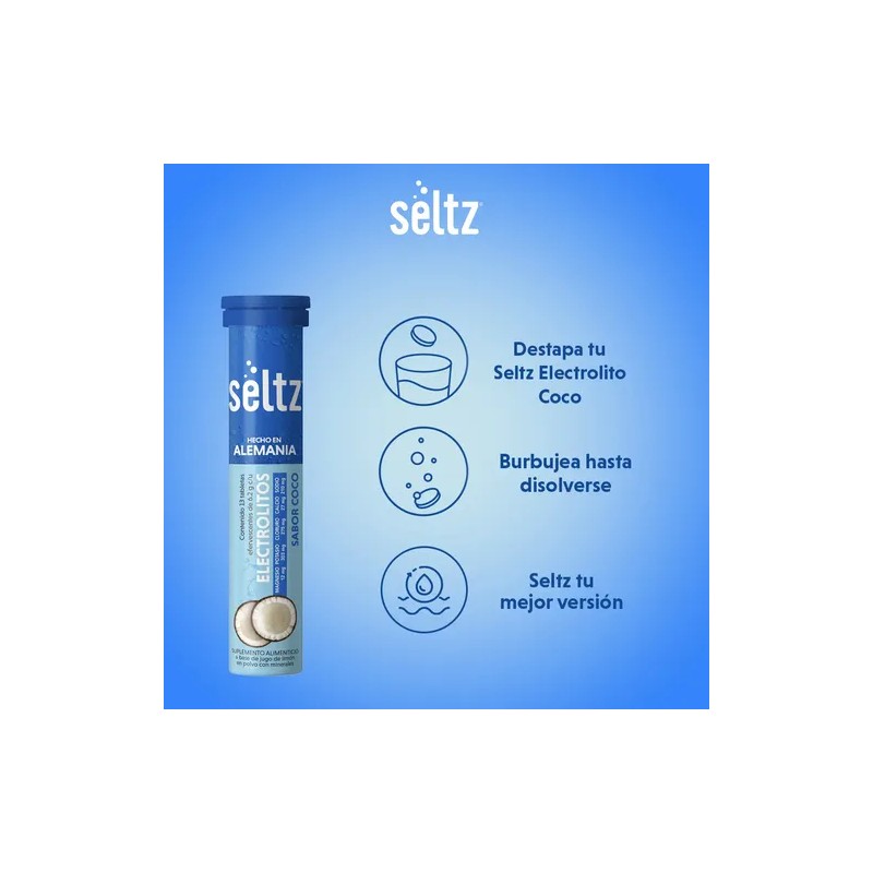 Electrolitos Coco Seltz 3 Pack Tabletas Efervescentes